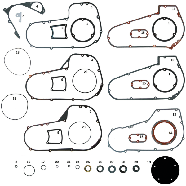 GASKETS, O-RINGS AND SEALS FOR PRIMARY ON 5 SPEED BIG TWIN LATE 1979-2006 GZP 10pck O-ring shift shaft BT84-up