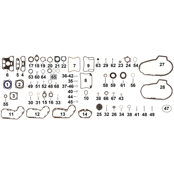 TRANSMISSION GASKET, O-RINGS AND SEALS FOR 5 SPEED BIG TWIN GZP 10pck O-ring clutch cable #11179