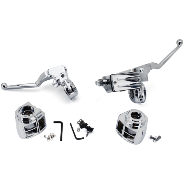 CHROME HANDLEBAR CONTROLS FOR 1982-1995 MODELS GZP Handlebar control kit 82-95 5/8"bore