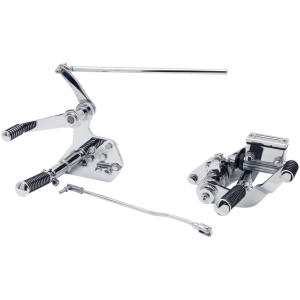 CHROME FORWARD CONTROL KITS WITH MASTER CYLINDER FOR BIG TWIN GZP Forward controls +2" FL/FX/FXST w/Ms