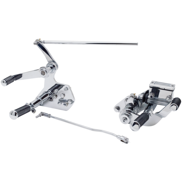 CHROME FORWARD CONTROL KITS WITH MASTER CYLINDER FOR BIG TWIN GZP Forward controls +2" FL/FX/FXST w/Ms
