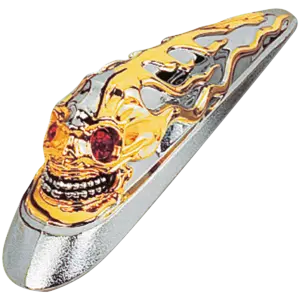 "BAD GUYS" SKULL FENDER ORNAMENTS GZP Fender ornam. Gold Skull red eyes