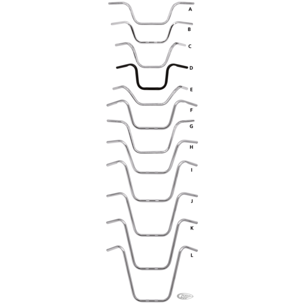 ZODIAC ONE INCH DIAMETER APE HANGER HANDLEBARS GZP Handlebar Custom Low 8-1/2" w/o dimp