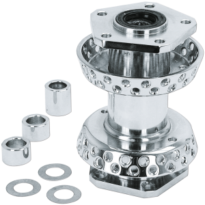 SPOOL STYLE CHROME HUB WITH 80 SPOKE HOLES GZP Chrome Front Hub 80 H Dual Flange