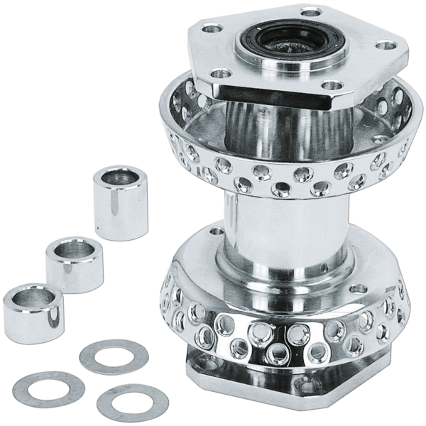 SPOOL STYLE CHROME HUB WITH 80 SPOKE HOLES GZP Chrome Front Hub 80 H Dual Flange