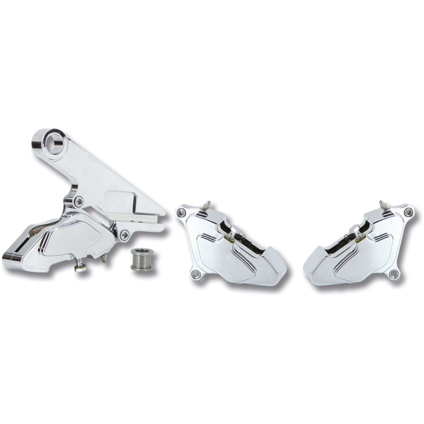 ZODIAC CHROME PLATED BILLET ALUMINUM CUSTOM STYLE BRAKE CALIPERS GZP Chr 4-pot 84-99 LH or RR caliper