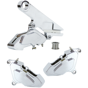 ZODIAC CHROME PLATED BILLET ALUMINUM CUSTOM STYLE BRAKE CALIPERS GZP Chr 4-pot 84-99 RH brake caliper
