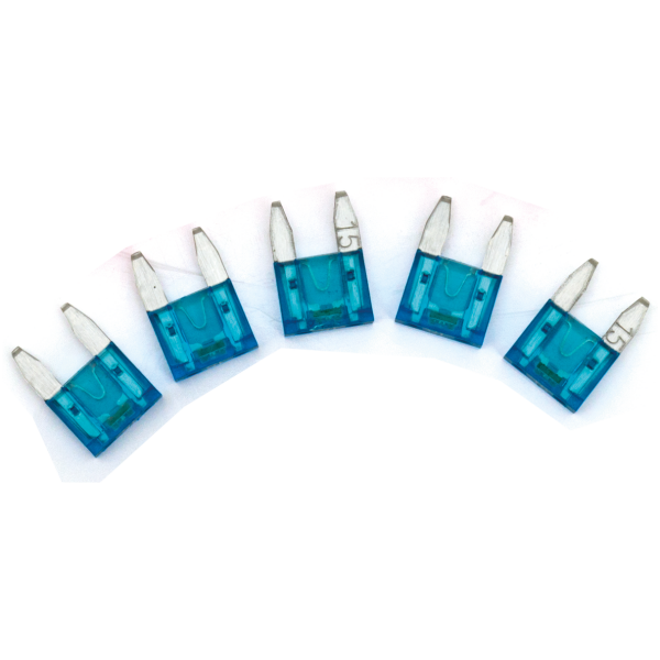 TELL-TALE BLADE TYPE MINI FUSES GZP 5pck Mini Led detector fuse Blue 15A