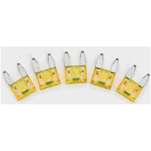 TELL-TALE BLADE TYPE MINI FUSES GZP 5pck Mini Led detctr fuse Yellow 20A