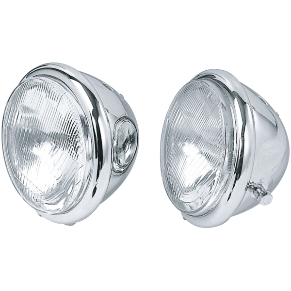 5 1/2" CHROME BATES STYLE HEADLIGHTS GZP Bottom mount headlight cplt 5 1/2" c