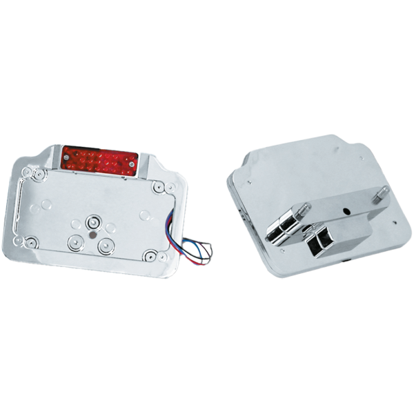LICENSE PLATE BRACKETS WITH LED TAILLIGHTS GZP Licenceplate LED chr/w billet m/plat