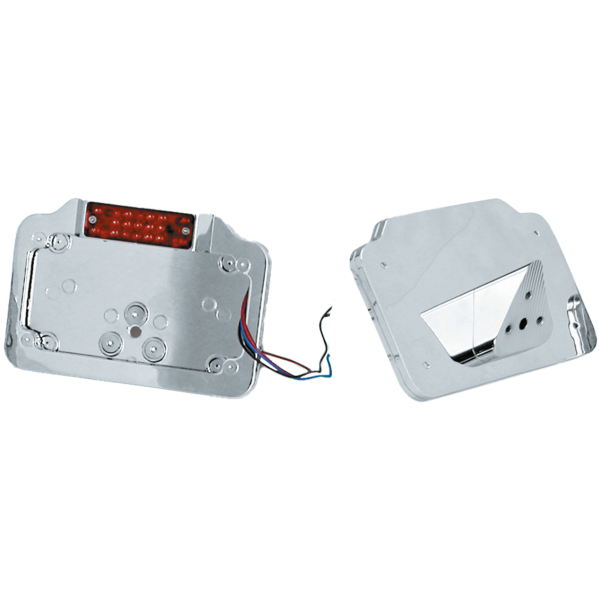 LICENSE PLATE BRACKETS WITH LED TAILLIGHTS GZP Licenceplate LED chr/w triangle m/pl
