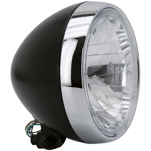 7" BOTTOM MOUNT HEADLIGHT GZP Black 7" headlight w/chrome bezel EU