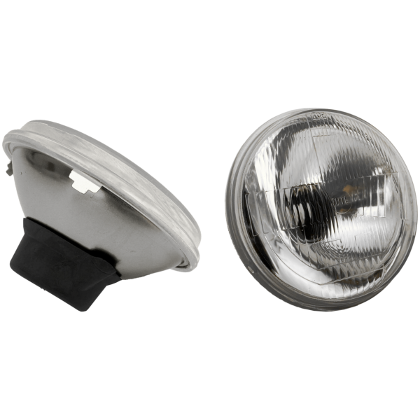 5 1/2" CHROME BATES STYLE HEADLIGHTS GZP Headlight unit H4 W/O bulb 5.50"