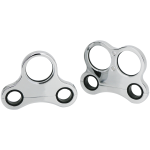 PRO-MAX CHROME BILLET GAUGE MOUNTS FOR T-BARS GZP Chr billet Dual gauge f/T-bar no hol