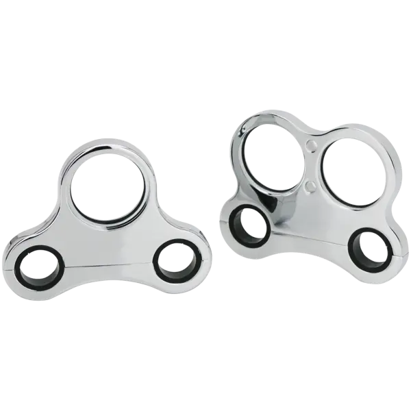 PRO-MAX CHROME BILLET GAUGE MOUNTS FOR T-BARS GZP Chr billet Dual gauge f/T-bar 2 hole