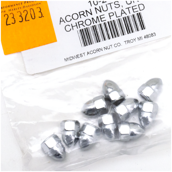 CHROME ACORN STYLE NUT ASSORTMENT 10pck Acorn nuts 10-24