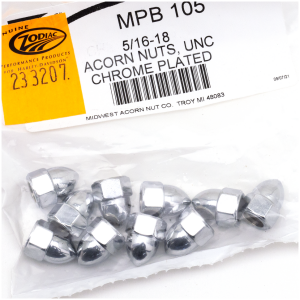 CHROME ACORN STYLE NUT ASSORTMENT 10pck Chrome Acorn nuts 5/16-18