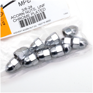 CHROME ACORN STYLE NUT ASSORTMENT 10pck Chrome Acorn nuts 3/8-24