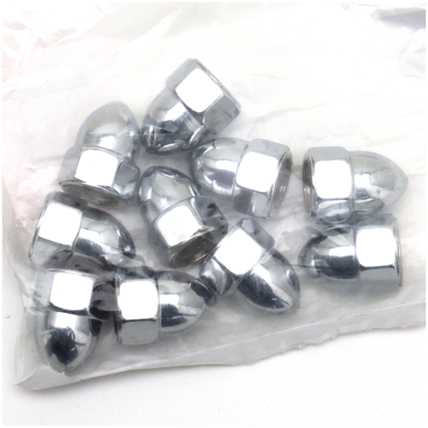 CHROME ACORN STYLE NUT ASSORTMENT 10pck Chrome Acorn nuts 7/16-14