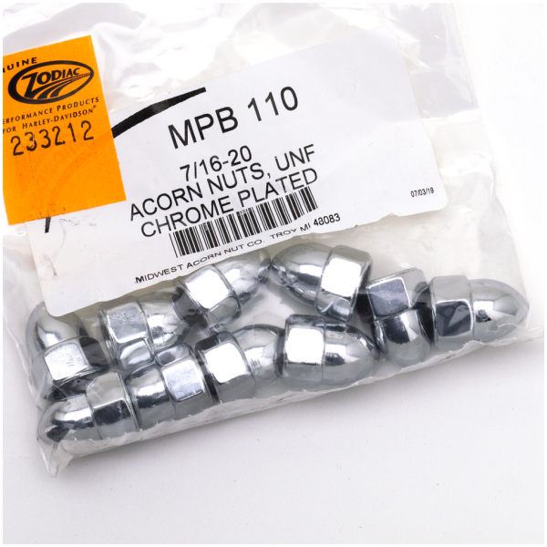 CHROME ACORN STYLE NUT ASSORTMENT 10pck Chrome Acorn nuts 7/16-20