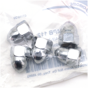 CHROME ACORN STYLE NUT ASSORTMENT 5pck Chrome Acorn nuts 1/2-20