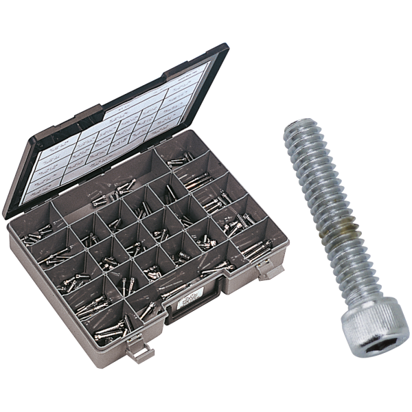 CHROME PLATED ALLEN HEAD SCREWS ASSORTMENT (1) Ass. tray allen head screws chrome UNC