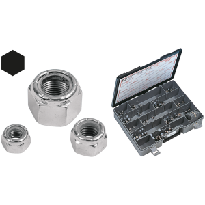 CHROME NYLOC NUT ASSORTMENT Ass. tray nylon insert hex nuts chrome