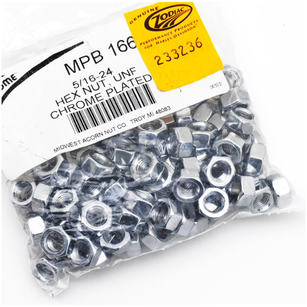 CHROME PLATED NUTS AND WASHERS ASSORTMENT 100pck Chrome hex nut 5/16-24 UNF