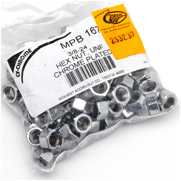 CHROME PLATED NUTS AND WASHERS ASSORTMENT 100pck Chrome hex nut 3/8-24 UNF