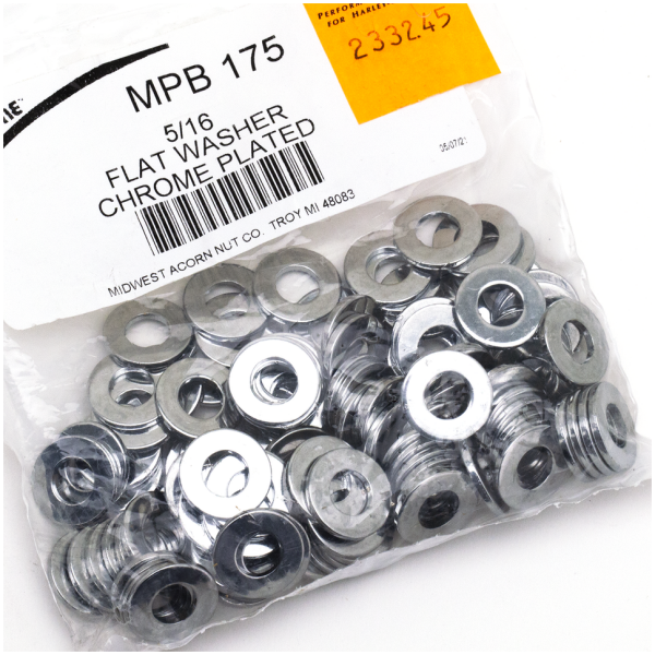 CHROME PLATED NUTS AND WASHERS ASSORTMENT 100pck Chrome flat washer 5/16