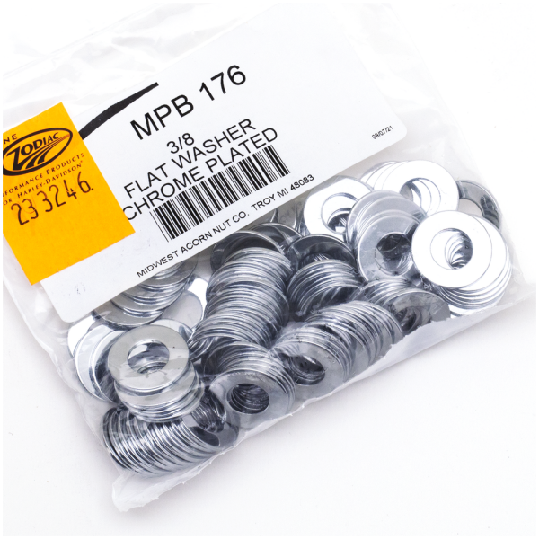 CHROME PLATED NUTS AND WASHERS ASSORTMENT 100pck Chrome flat washer 3/8