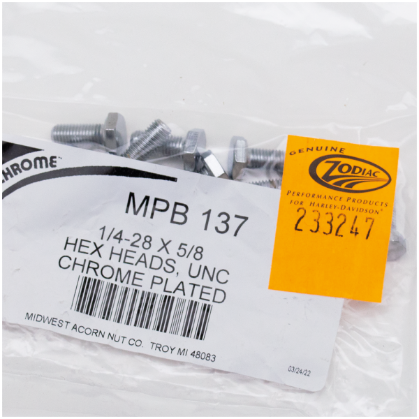 CHROME PLATED HEX HEAD CAP SCREWS ASSORTMENT 10pck Chrome hex head screws 1/4-28x5/8