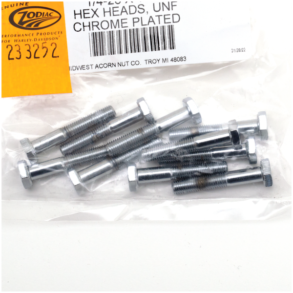 CHROME PLATED HEX HEAD CAP SCREWS ASSORTMENT 10pck Chrome hex screws 1/4-28x1-1/2