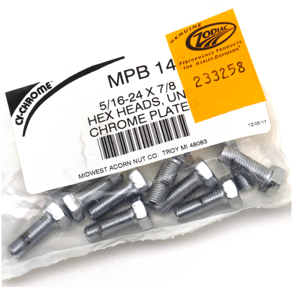 CHROME PLATED HEX HEAD CAP SCREWS ASSORTMENT 10pck Chrome hex screws 5/16-24x7/8