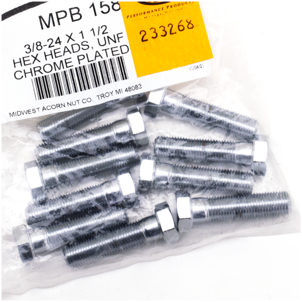 CHROME PLATED HEX HEAD CAP SCREWS ASSORTMENT 10pck Chrome hex head screws 3/8-24x1-1/