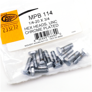CHROME PLATED HEX HEAD CAP SCREWS ASSORTMENT 10pck Chrome hex head screws 1/4-20x3/4