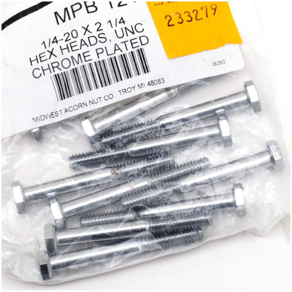 CHROME PLATED HEX HEAD CAP SCREWS ASSORTMENT 10pck Chrome hex head screw 1/4-20x2-1/4