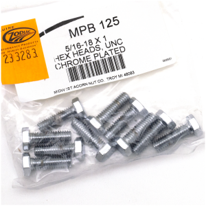 CHROME PLATED HEX HEAD CAP SCREWS ASSORTMENT 10pck Chrome hex head screws 5/16-18x1
