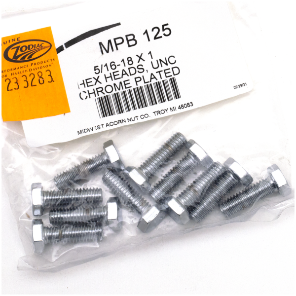 CHROME PLATED HEX HEAD CAP SCREWS ASSORTMENT 10pck Chrome hex head screws 5/16-18x1