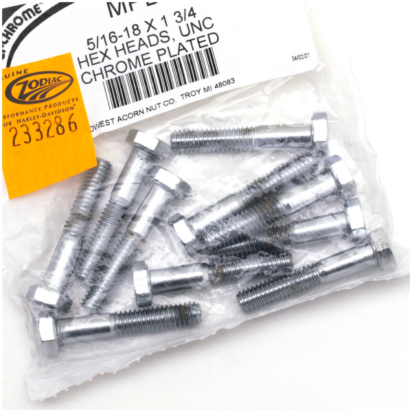 CHROME PLATED HEX HEAD CAP SCREWS ASSORTMENT 10pck Chrome hex screws 5/16-18x1-3/4
