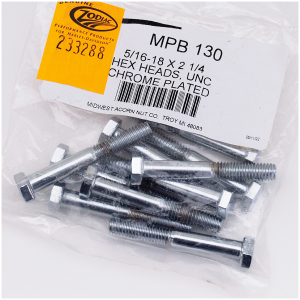CHROME PLATED HEX HEAD CAP SCREWS ASSORTMENT 10pck Chrome hex screws 5/16-18x2-1/4