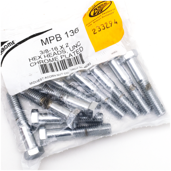 CHROME PLATED HEX HEAD CAP SCREWS ASSORTMENT 10pck Chrome hex head screws 3/8-16x2