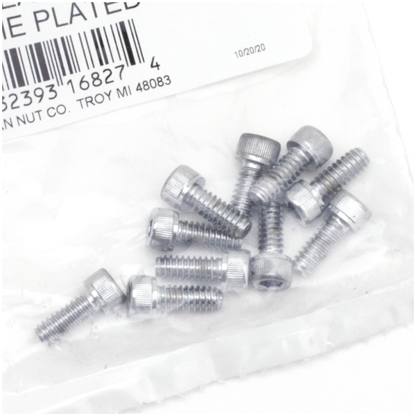 CHROME PLATED ALLEN HEAD SCREWS ASSORTMENT 10pck Chrome allen screws 10-24x1/2"