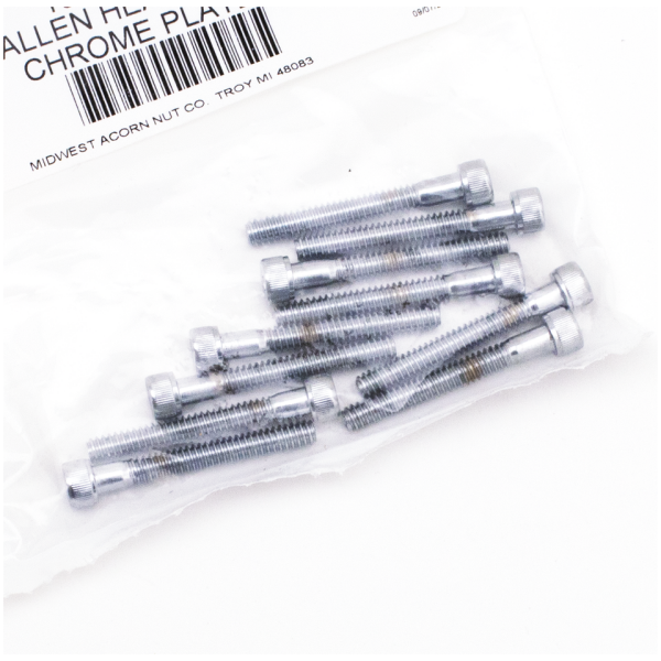 CHROME PLATED ALLEN HEAD SCREWS ASSORTMENT 10pck Chrome allen screws 10-24x1-1/2