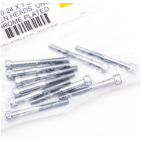 CHROME PLATED ALLEN HEAD SCREWS ASSORTMENT 10pck Chrome allen screws 10-24x1-3/4