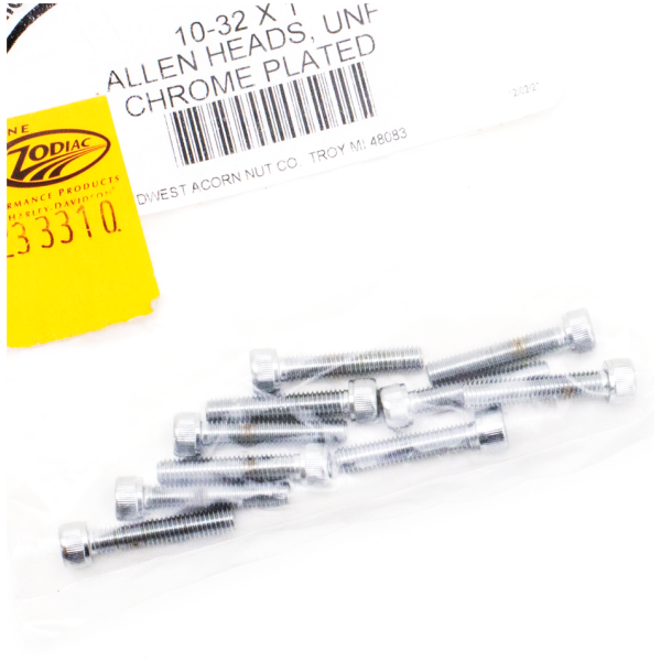 CHROME PLATED ALLEN HEAD SCREWS ASSORTMENT 10pck Chrome allen screws 10-32x1
