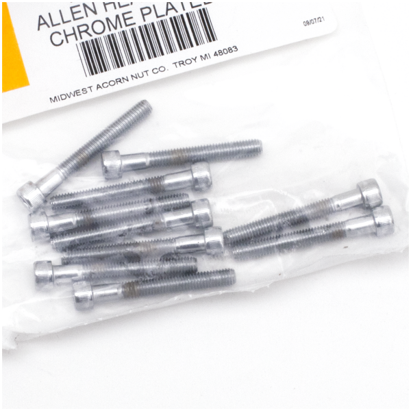 CHROME PLATED ALLEN HEAD SCREWS ASSORTMENT 10pck Chrome allen screws 10-32x1-1/2