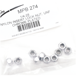 CHROME NYLOC NUT ASSORTMENT 10pck Chrome nylock nuts 1/4-28 UNF