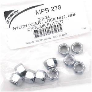 CHROME NYLOC NUT ASSORTMENT 10pck Chrome nylock nuts 3/8-24 UNF